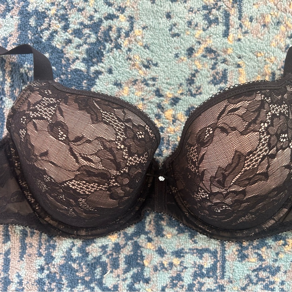 WACOAL Black Lace Padded Bra 34DDD 853201